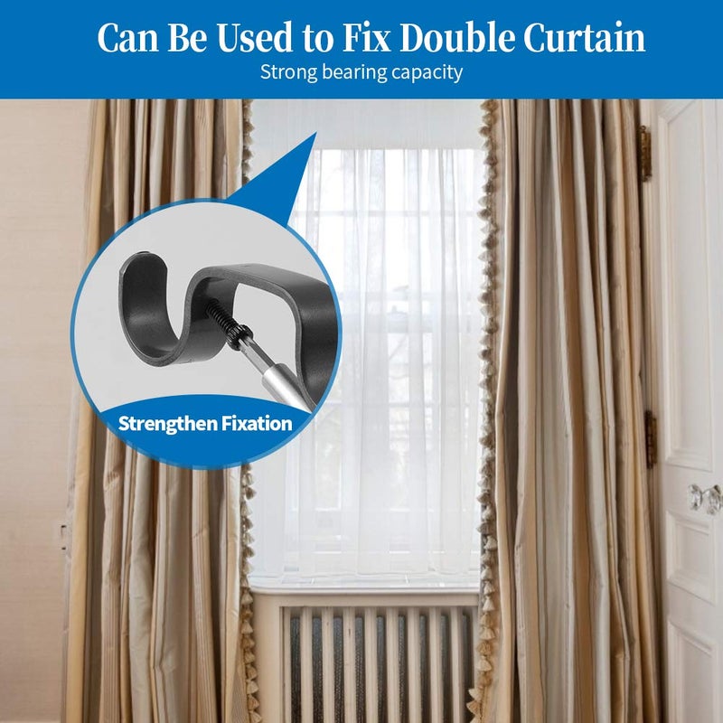Anndason Heavy Duty Curtain Rod Brackets - Adjustable Double Rod Holders, 1 Inch (8 PCS, Black) - Image 5